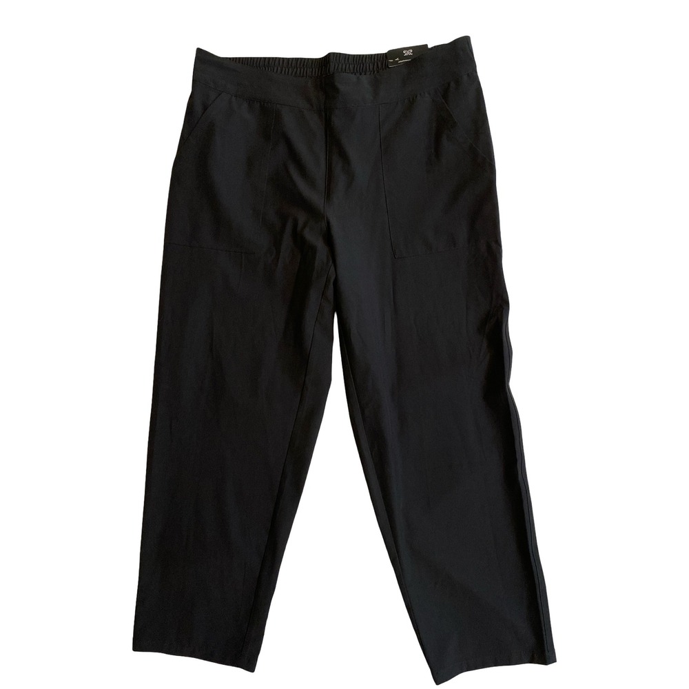 Rafaella Comfort Black Cropped Pull On Pants Size L RSBSA122 NWT Travel Casual